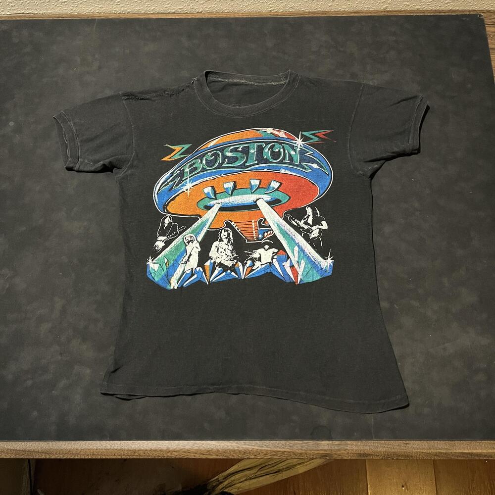 Vintage Boston Band Shirt UFO 1970s Black USA Tour 78 Concert Poster Rock 70s